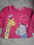Koszulka T-shirt z długim rękawem dla dziewczynki zebra żyrafa r. 74