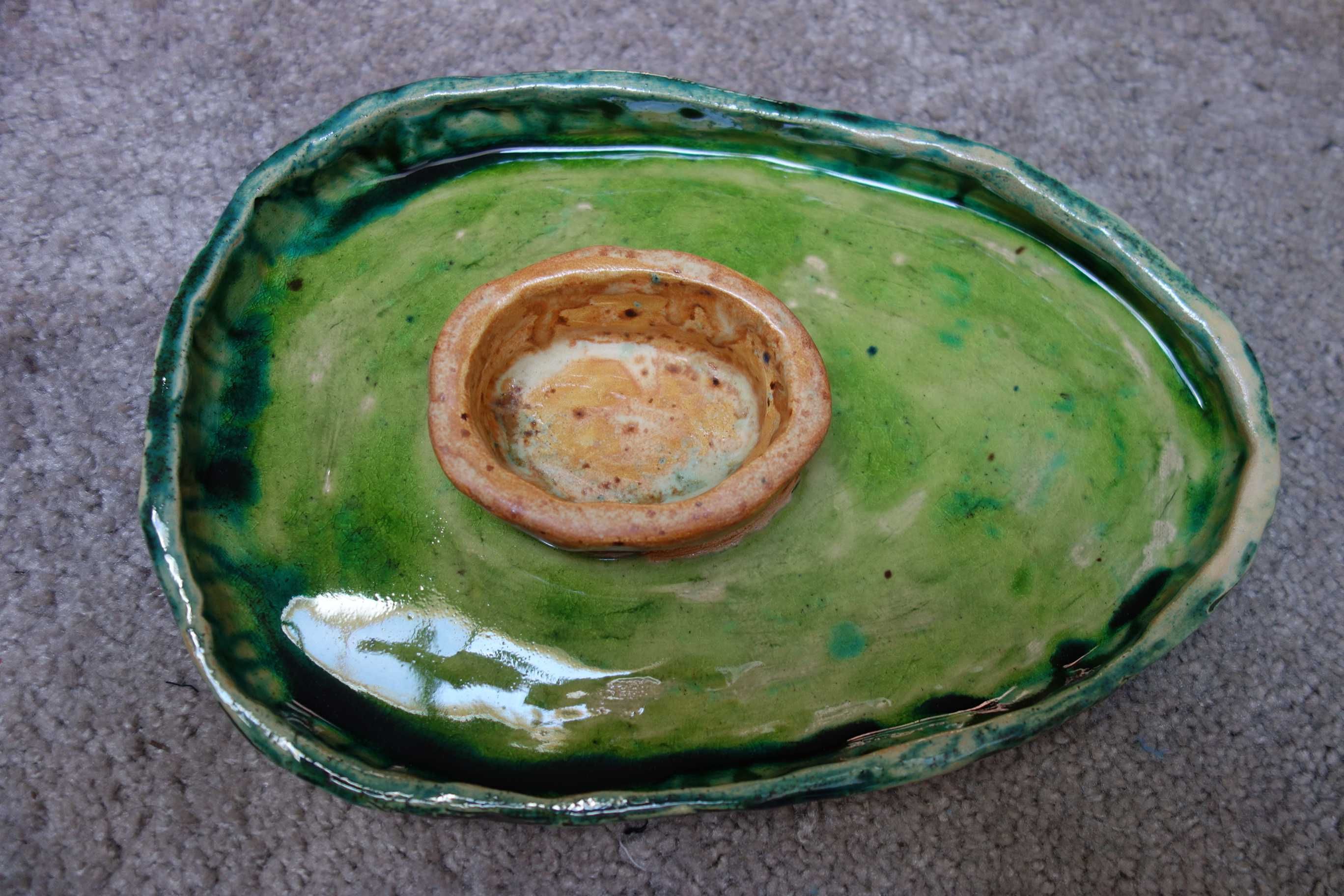 nowa ceramika talerz Awokado na przekąski z pojemnikiem na dip/sos