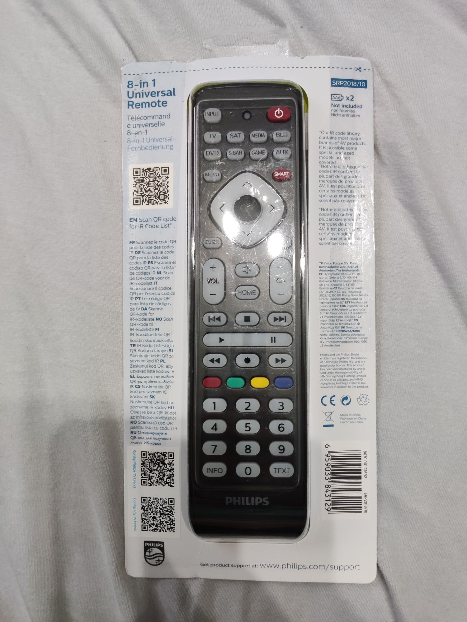 Uniwersalny pilot do telewizora Philips  SRP2018/10czarny 8w1