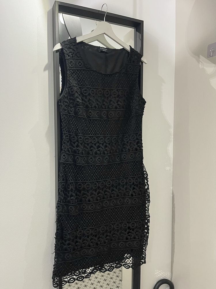 Black lace mini dress/Czarna koronkowa letnia sukienka Pogrzebowa mini