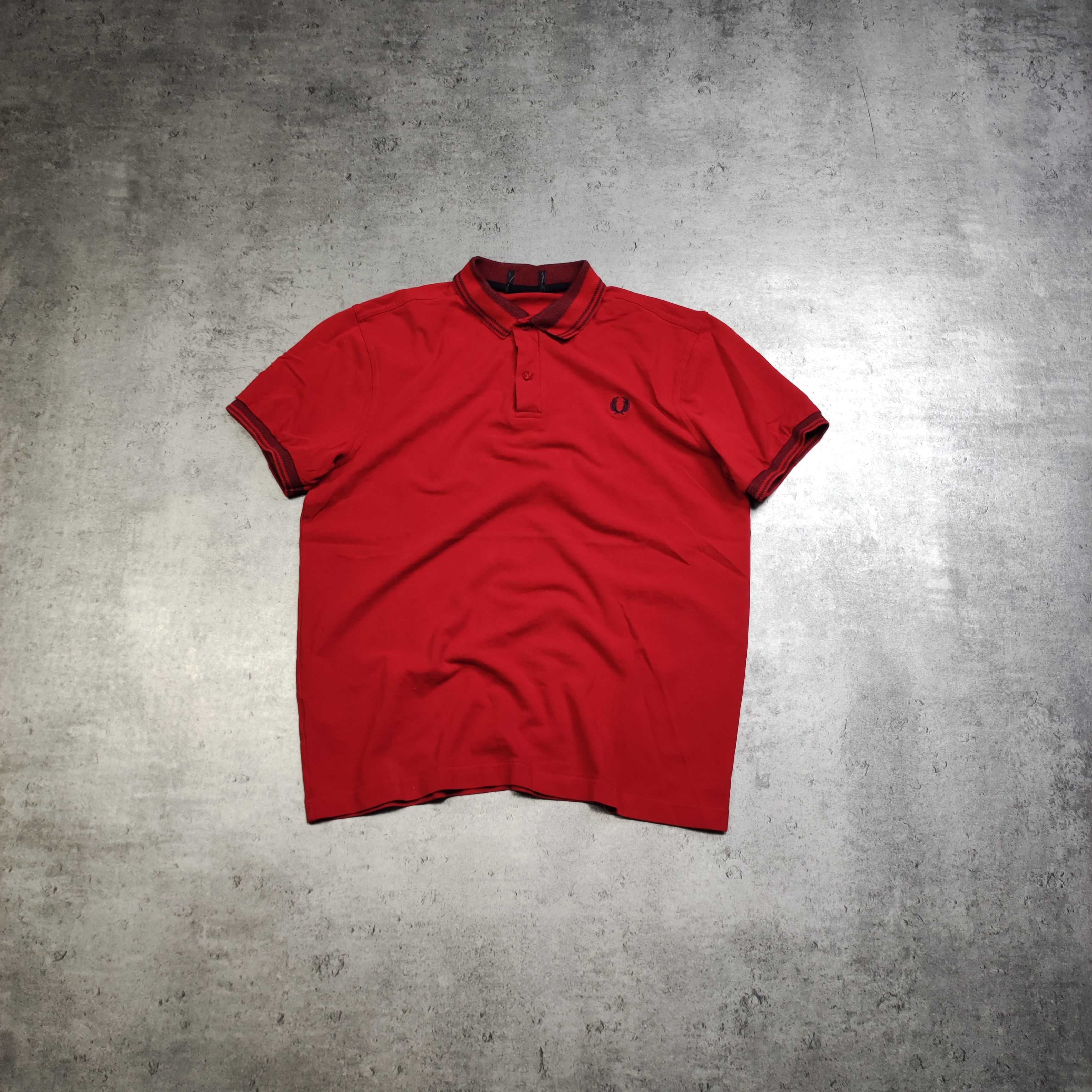 MĘSKA Koszulka Polo Elegancka Czerwona Bawełna PREMIUM Fred Perry