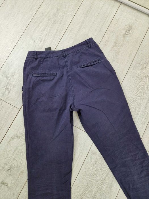 H&M granatowe spodnie chinos bawełniane 34