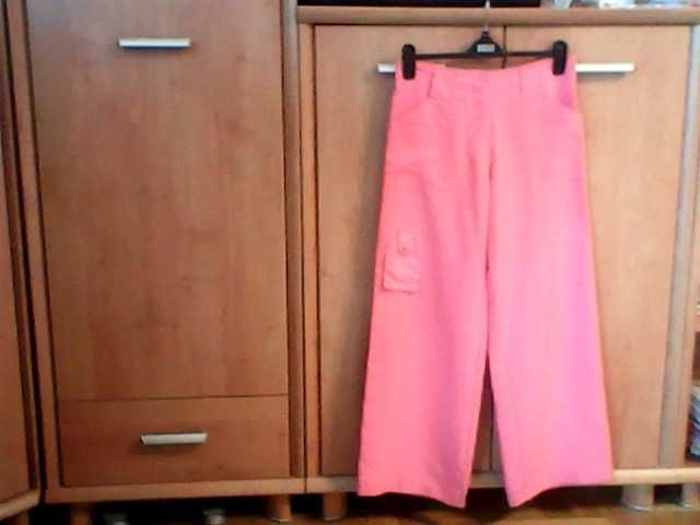 Spodnie damskie różowe, modne szerokie nogawki, rozm. S