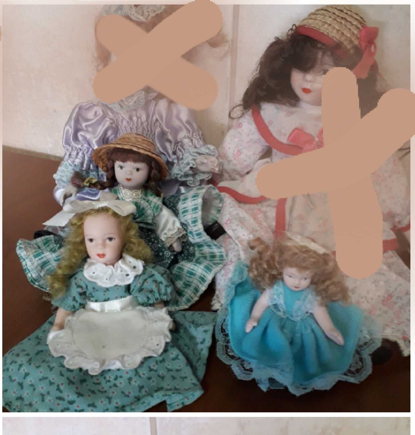 Diversas bonecas de porcelana