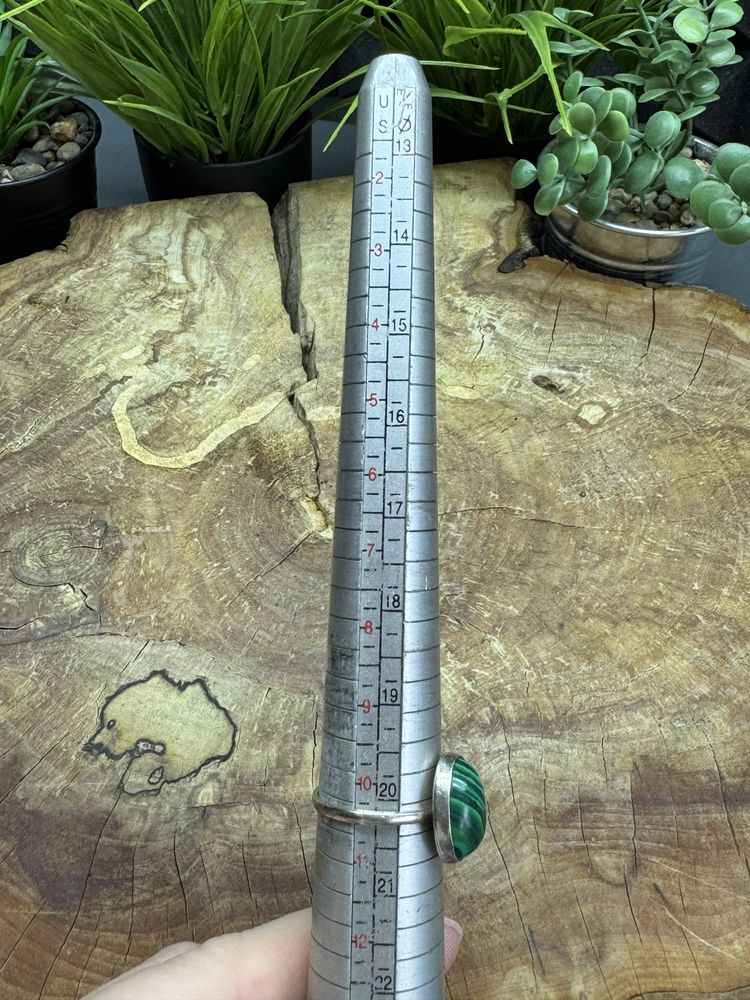 Piękny stary pierścionek srebro 925 3.8g malachit K