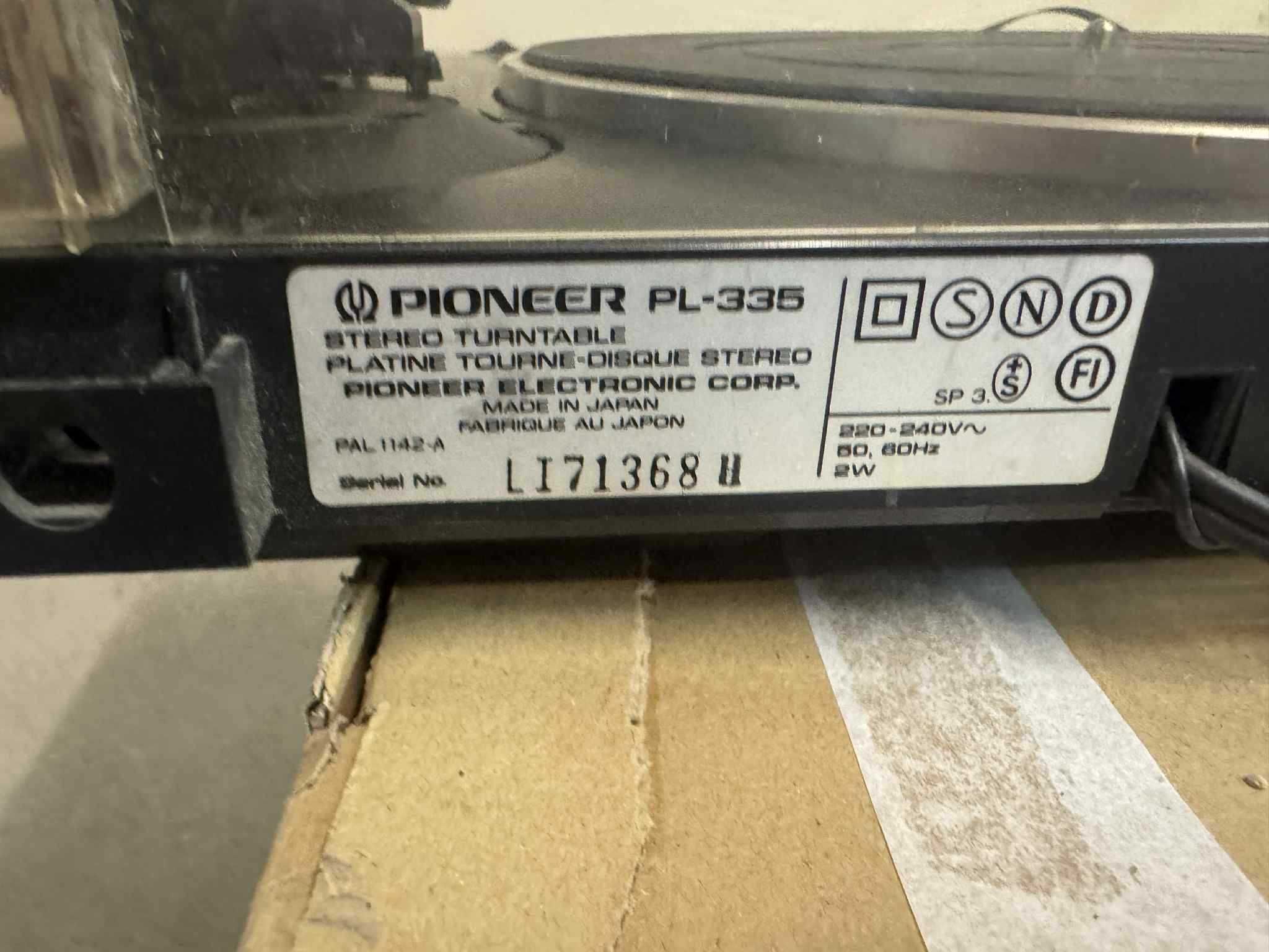 Gramofon Pioneer PL-335 – uszkodzony, na części / do naprawy
