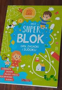 książka dla dzieci pt. "Mój super blok gry, zagadki i sudoku"