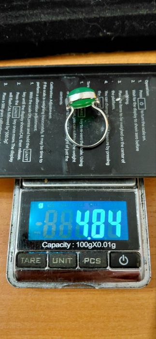 Каблучка срібна з хризопразом