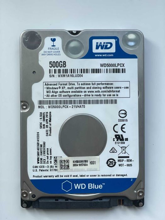 Жорсткий диск Western Digital Blue 500GB 5400rpm 16MB WD5000LPCX 2.5"
