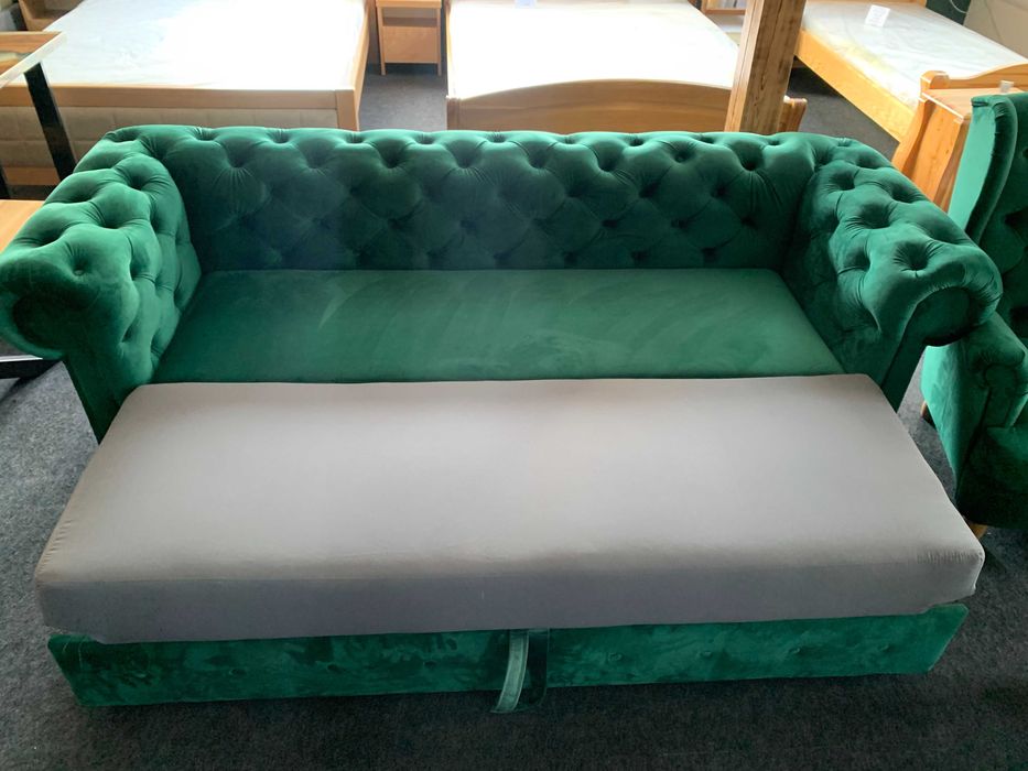 Chesterfield Sofa Trzyosobowa z Funkcją Spania