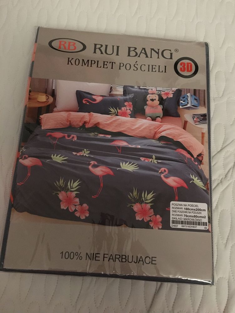 Komplet pościeli 3D 160x200 mikrowłókno flamingi