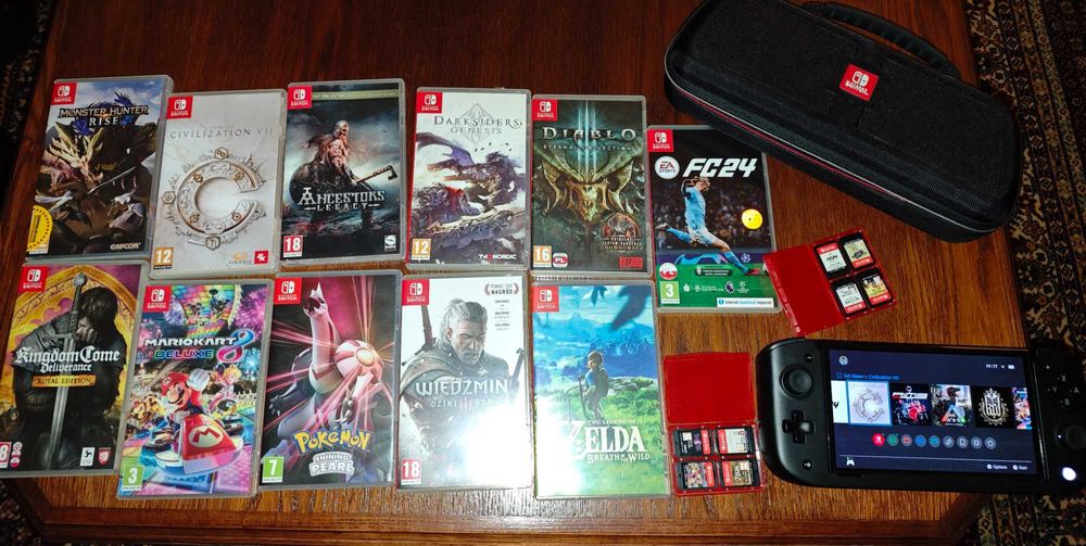 Nintendo switch oled +256gb +nitro deck +gry