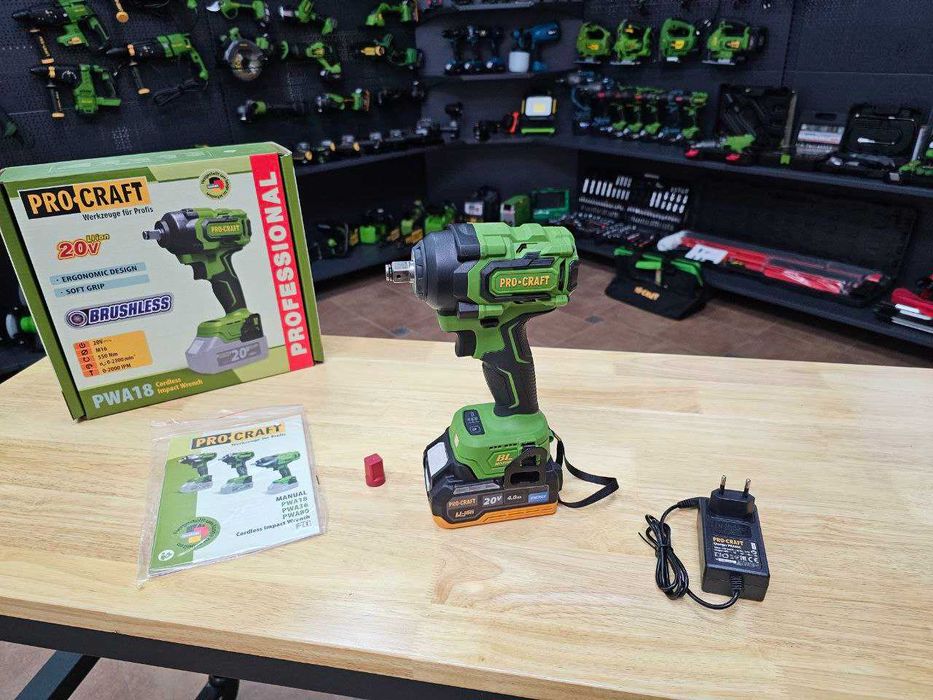 550Нм Гайковерт +Акум 4.0А +з.у ProCraft Ударный гайковерт Бесщеточный