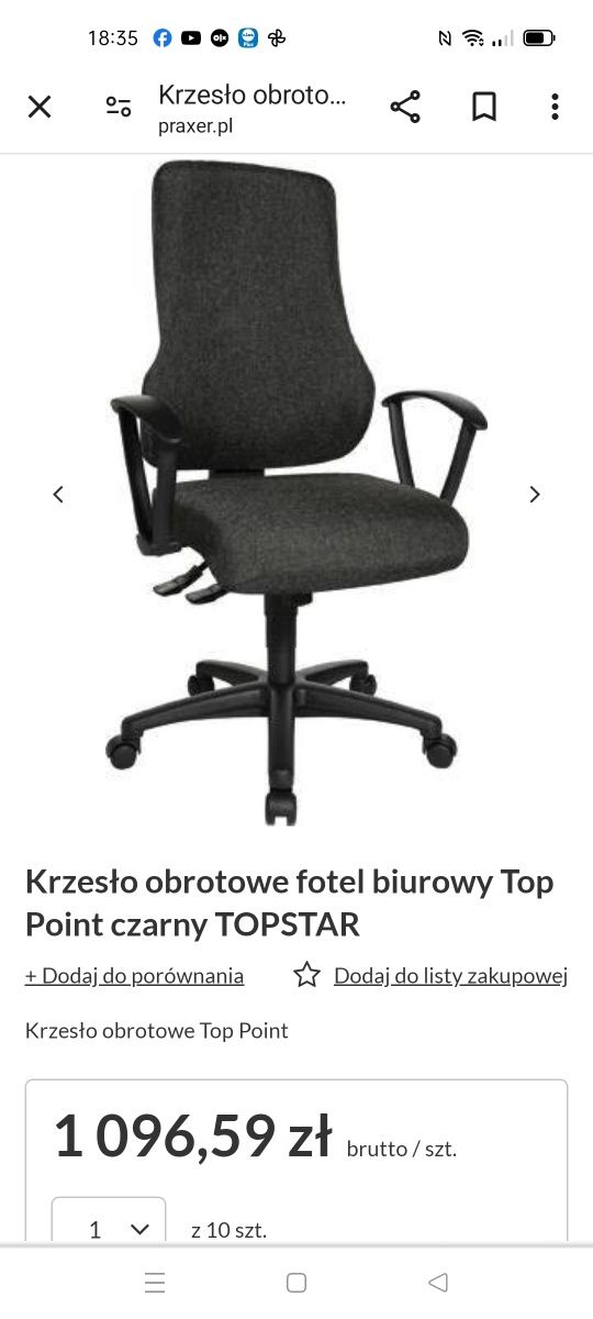 Fotel obrotowy, biurowy Topstar ergonomiczny profilowany ,regulowany