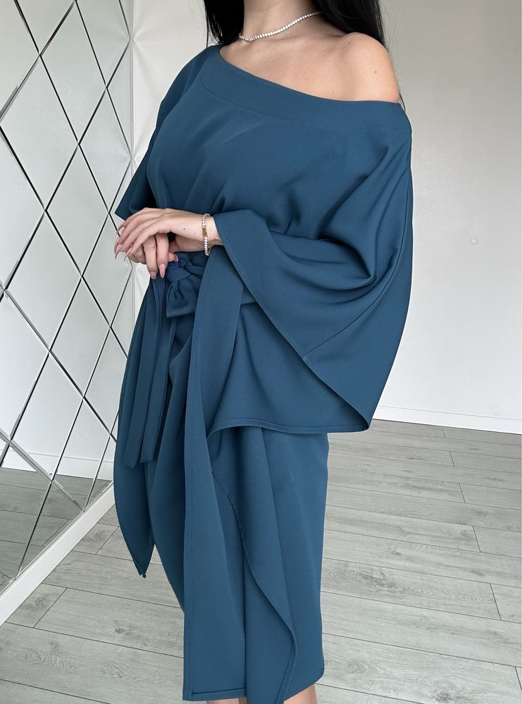 Sukienka kimono szafir oversize