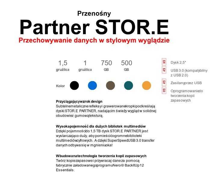 Dysk przenośny  | 1000 GB | Toshiba 1TB Store Partner 2,5'' USB 3.0