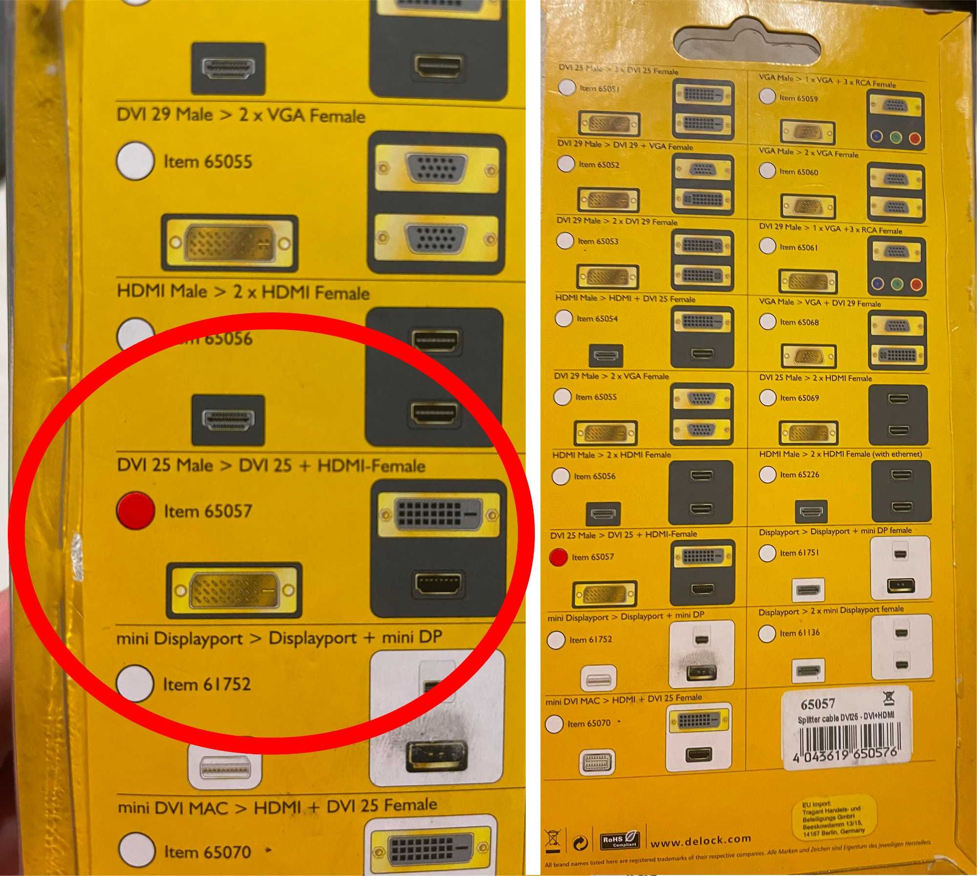 Adapter / Przejściówka Delock DVI -> HDMI + DVI