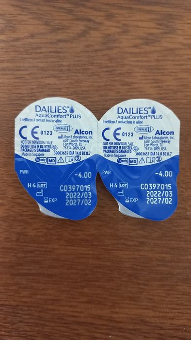 Одноденні лінзи Dailies AquaComfort Plus (20 шт) -4,00 до 02.2027