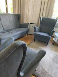 Sofa i 2 fotele uszaki Ikea strandmon