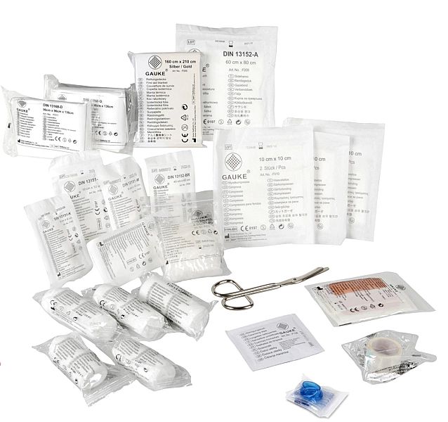 Wyposażenie wkład do apteczki wg. normy DIN 13164 PLUS Luksell