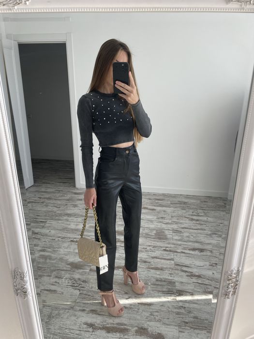 Штани під шкіру від zara модель мом 32,34,36
