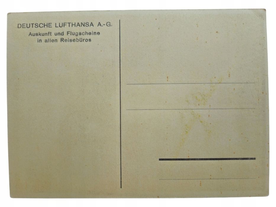 1x Deutsche Lufthansa Pocztówka Junkers Ju 52 Oryginał Lata '30