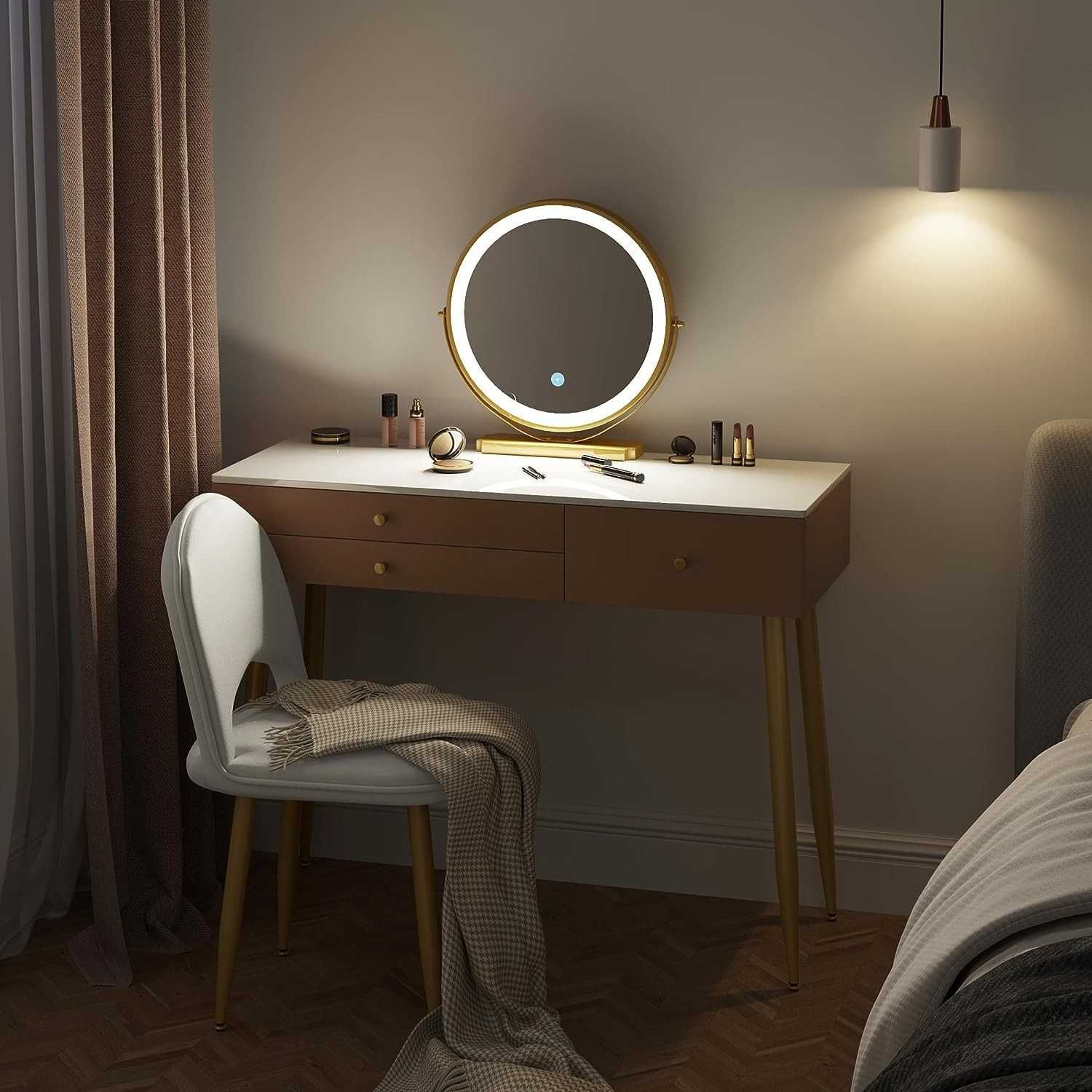 Nowoczesna toaletka do sypialni oświetlenie lustra stolik kosmetyczny