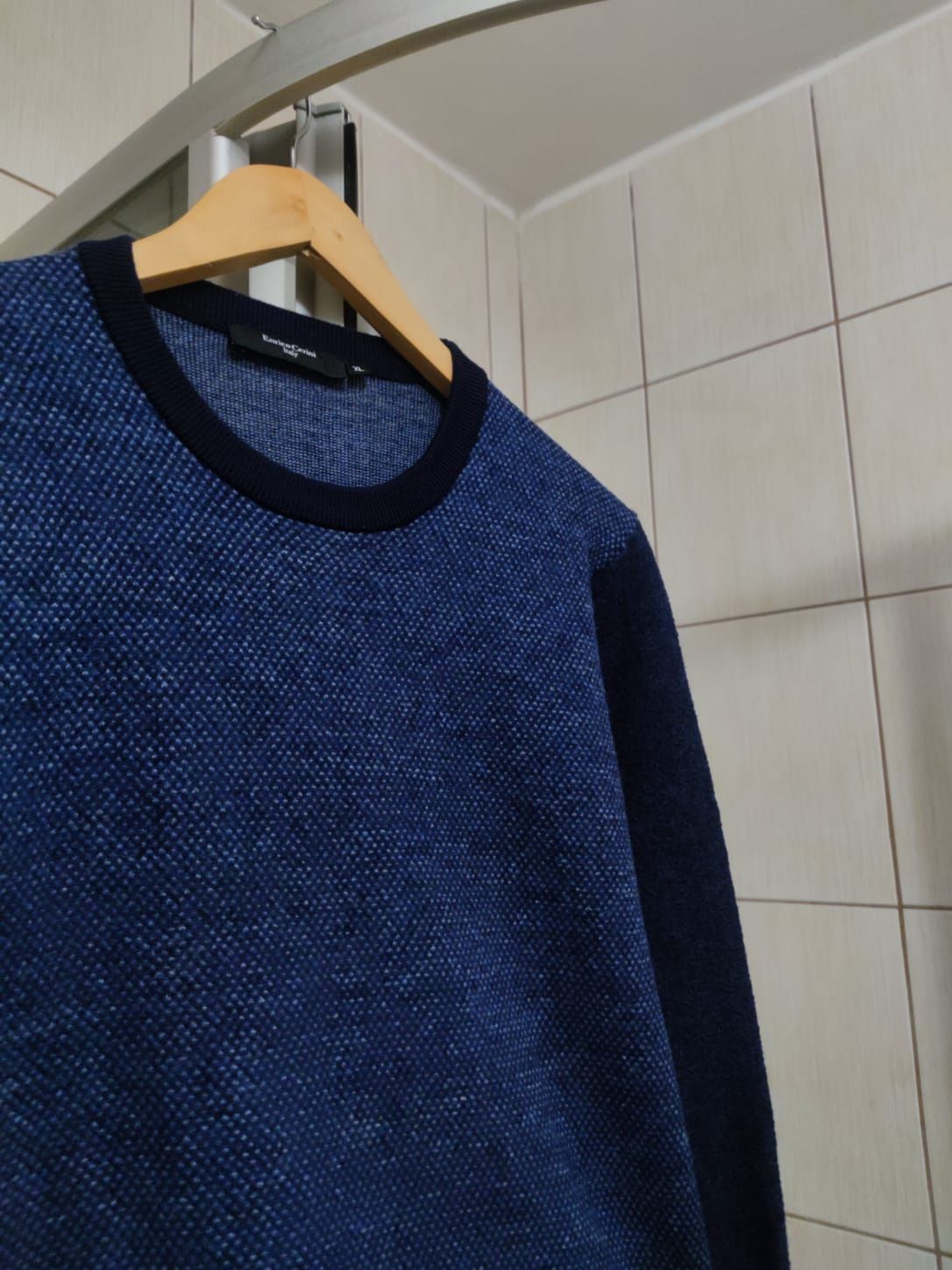 Sweter klasyczny Enrico Cerini L męski wełniany wełna wool przewiewny