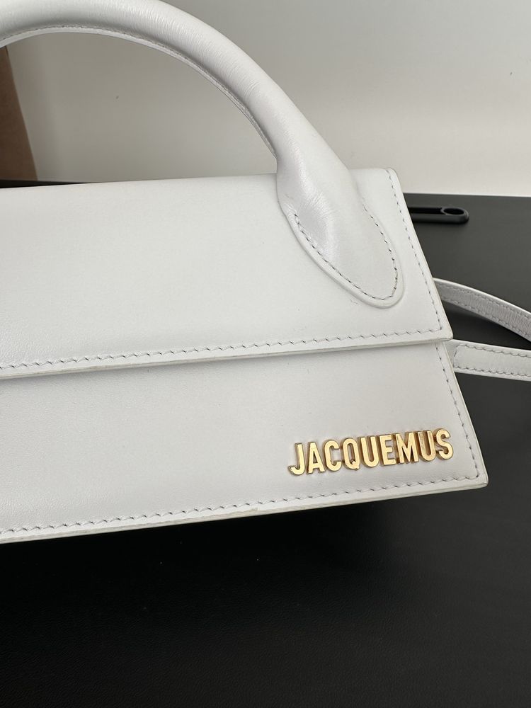 Jacquemus біла сумка, оригінал, chiquito long, жакмюс біла сумка