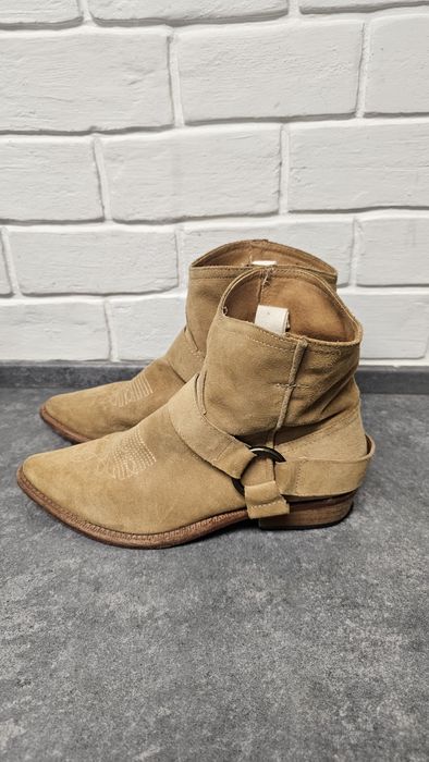 Mango, zamszowe kowbojki camel, r. 39