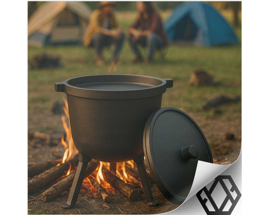 Kociołek Żeliwny 8L Myśliwski Garnek Węgierski Na Ognisko Grill