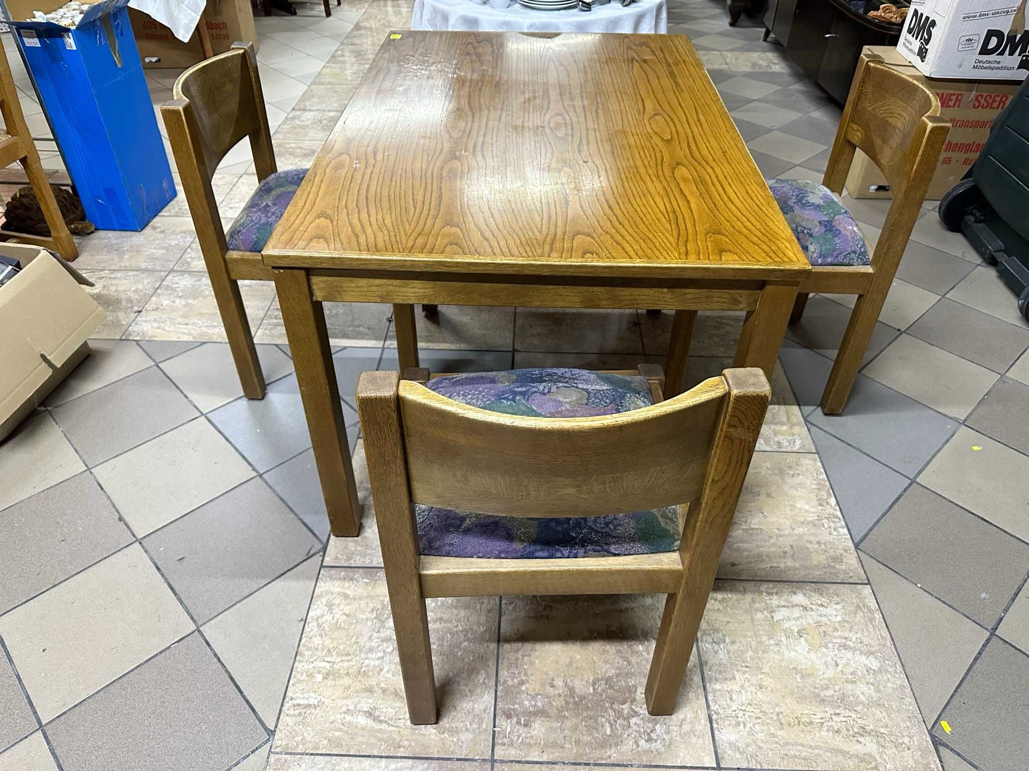 Ciężki dębowy stół rozkładany + 4 krzesła z Niemiec DOWÓZ DO DOMU