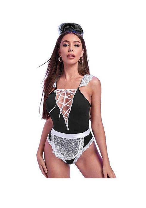 DEARAIMILI Jednolite Body z Paskiem seksowna pokojówka rozmiar M/L