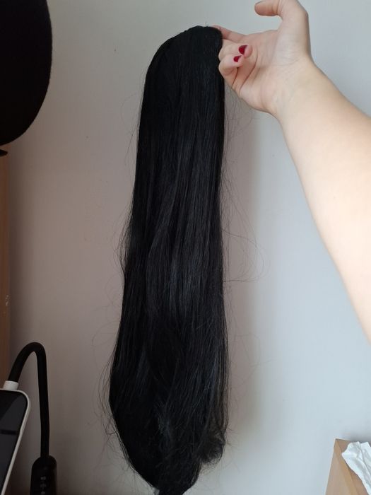 Peruka czarna, długie proste włosy