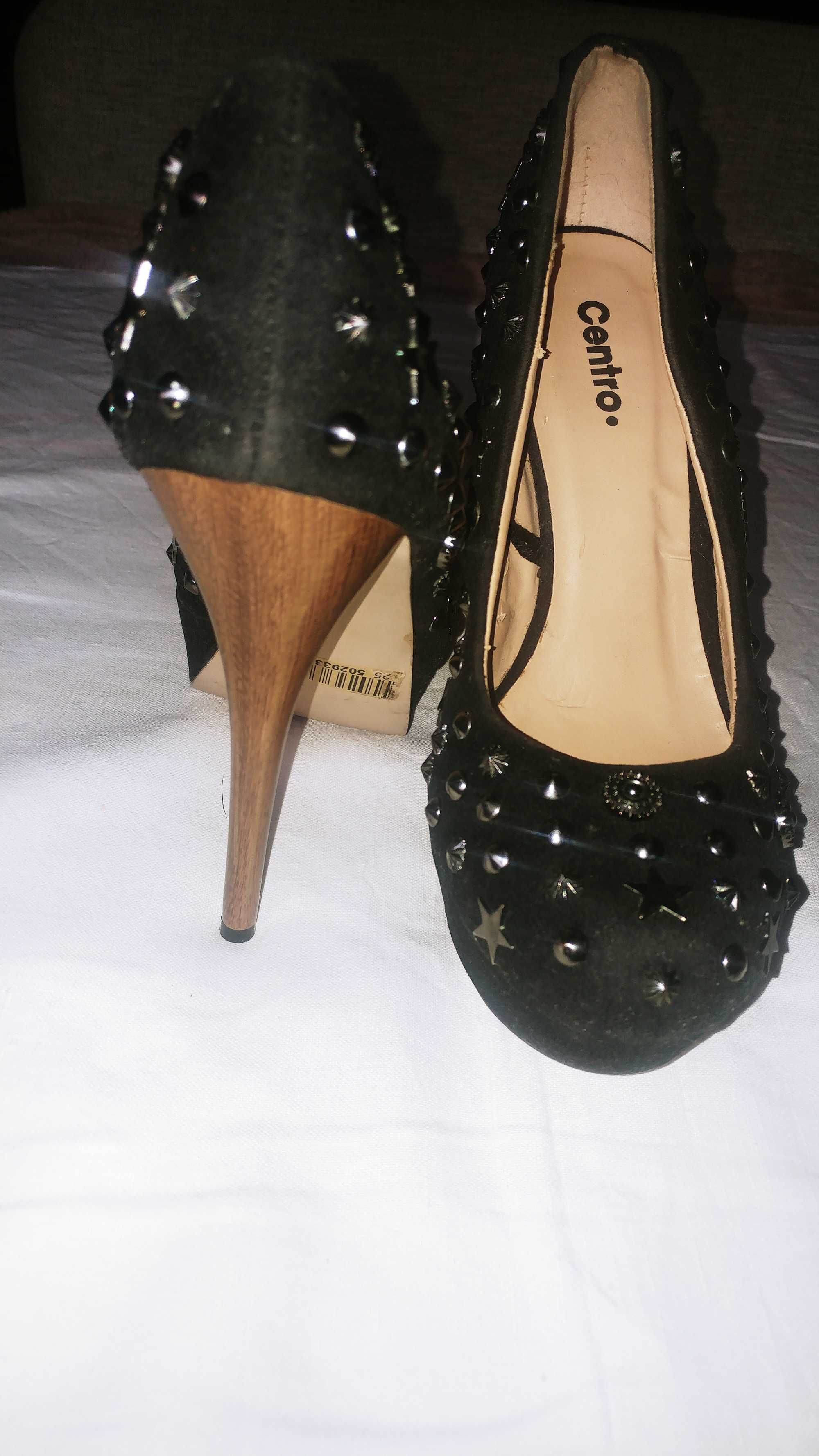 Чёрные замшевые женские туфли Centro  Сolada 122  cо  вставками ,