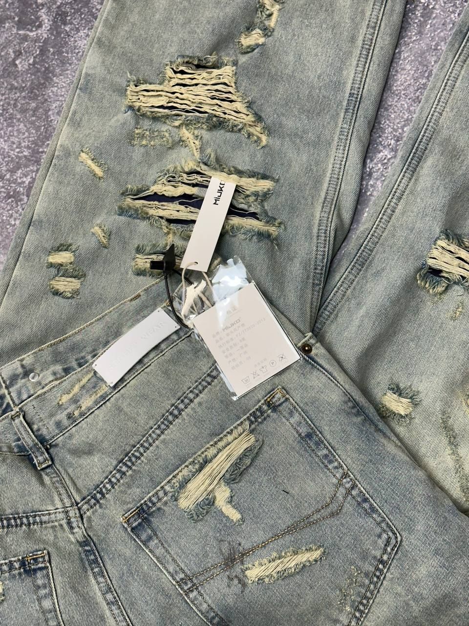 Джинсы кастом голубые рваные широкие distressed custom archive opium L