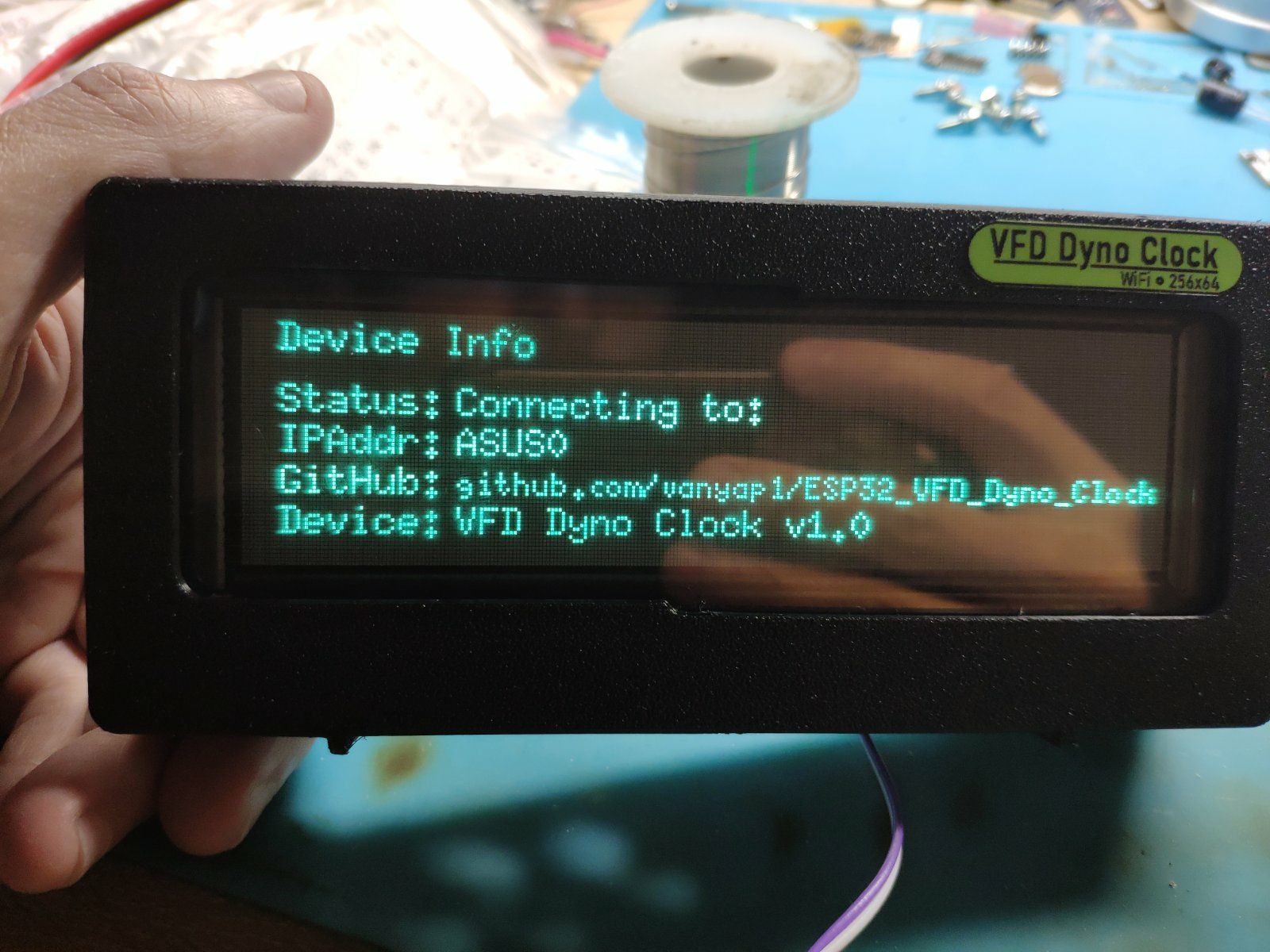 VFD Dyno Clock Wi-Fi на ESP32 (253x63)