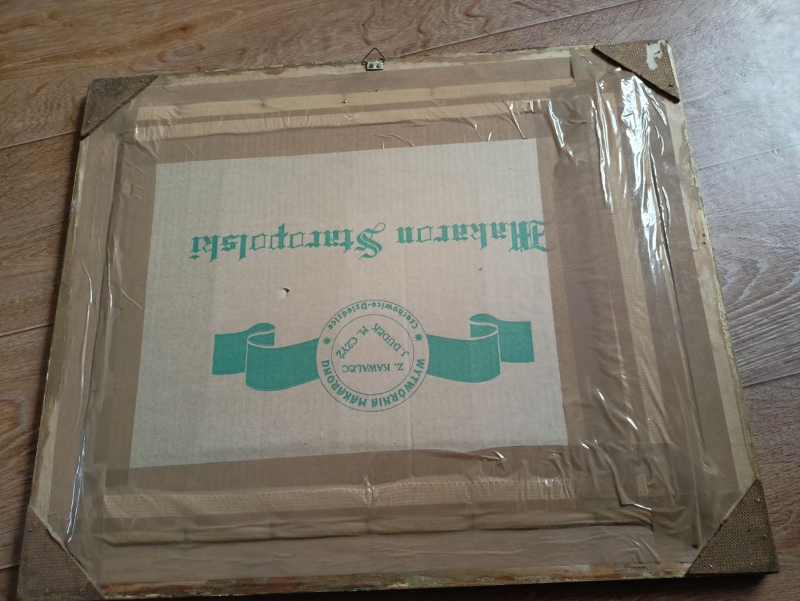 Piękny obraz konie w galopie przez wode handmade 58x48cm