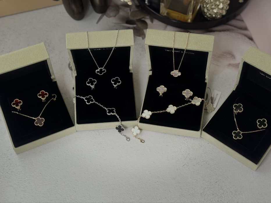 Сет в стилі Van cleef, набір ван кліф (сережки, підвіска, браслет)