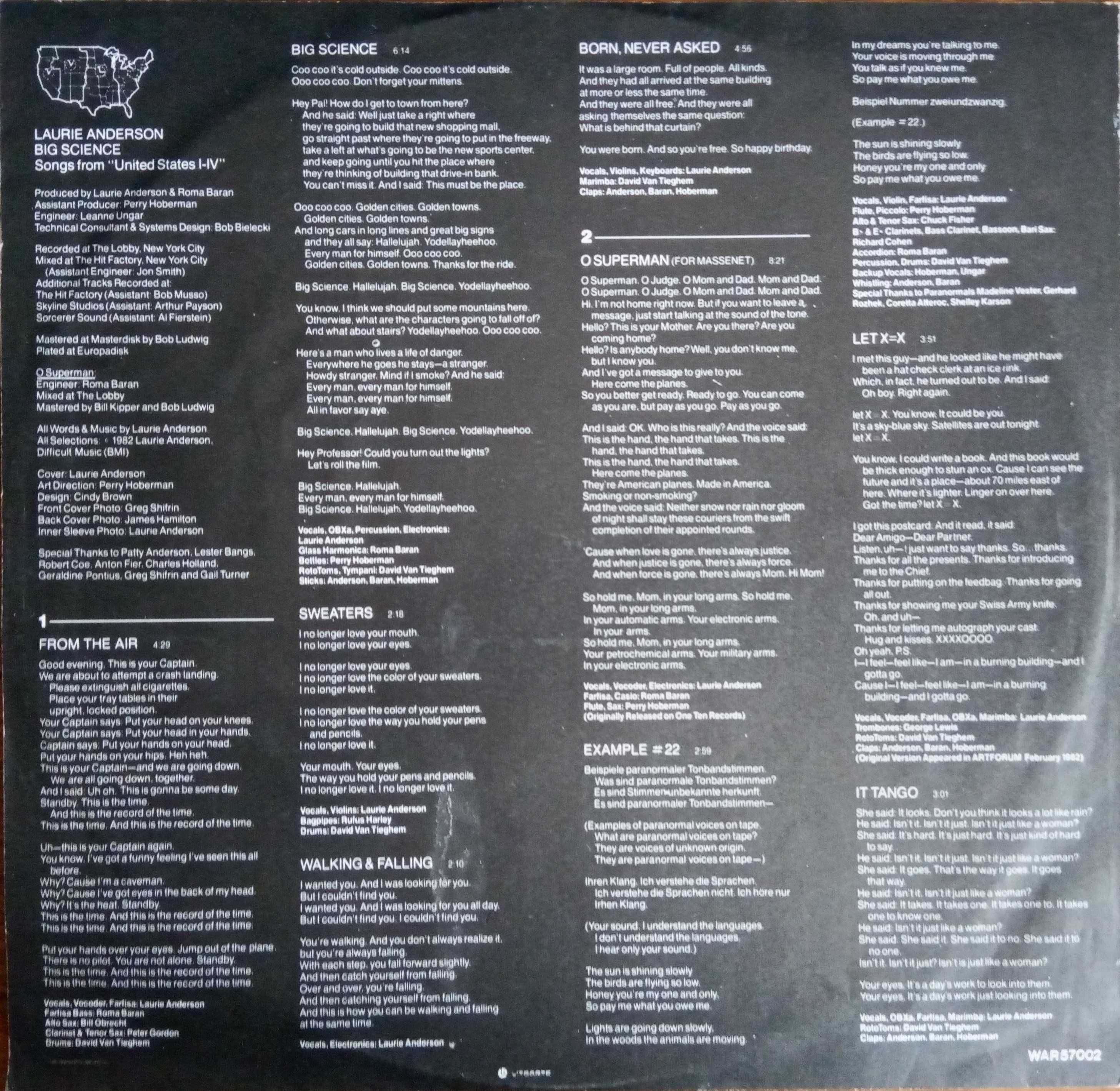 Laurie Anderson	- - - - -	Big Science	- - - - -	LP