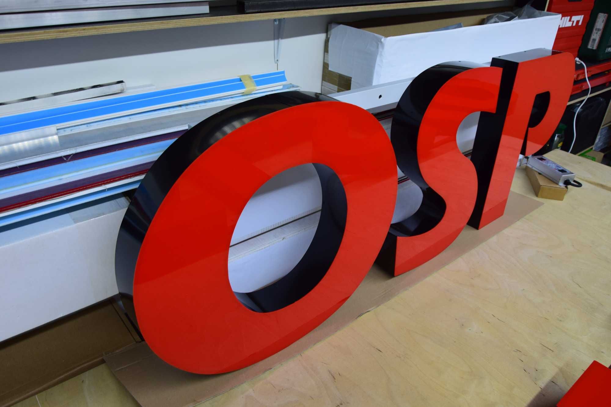 Podświetlane LITERY 3D, Napis OSP na remize, Neon LED, KSRG, Logo 3D