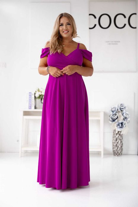 Długa wieczorowa sukienka magenta 48 50 nowa