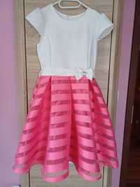 Sukienka r. 152 śmietankowo - różowa