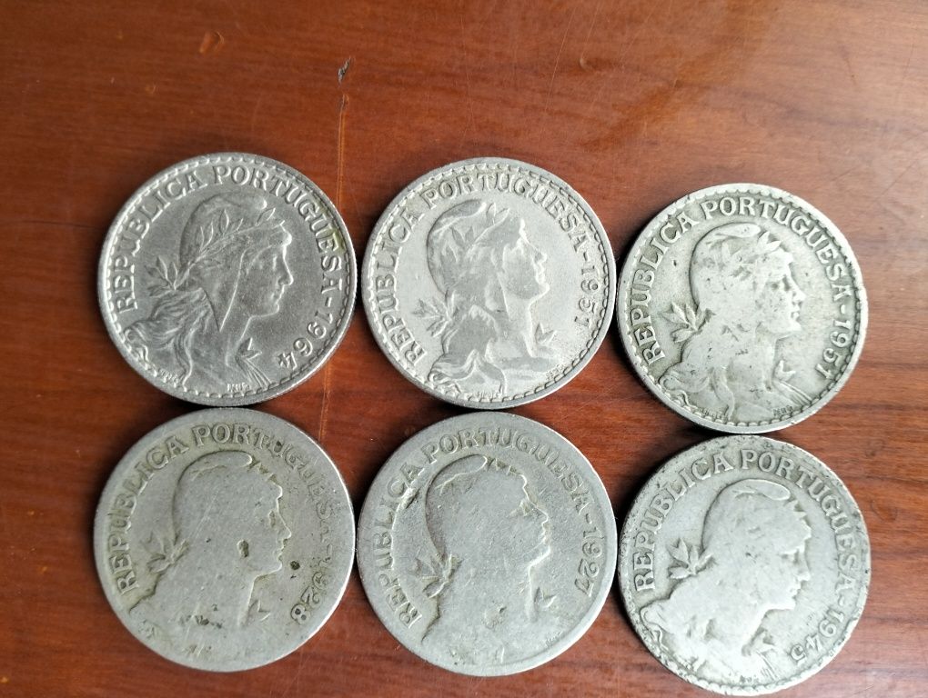 Lote de 6 moedas 1 Escudo