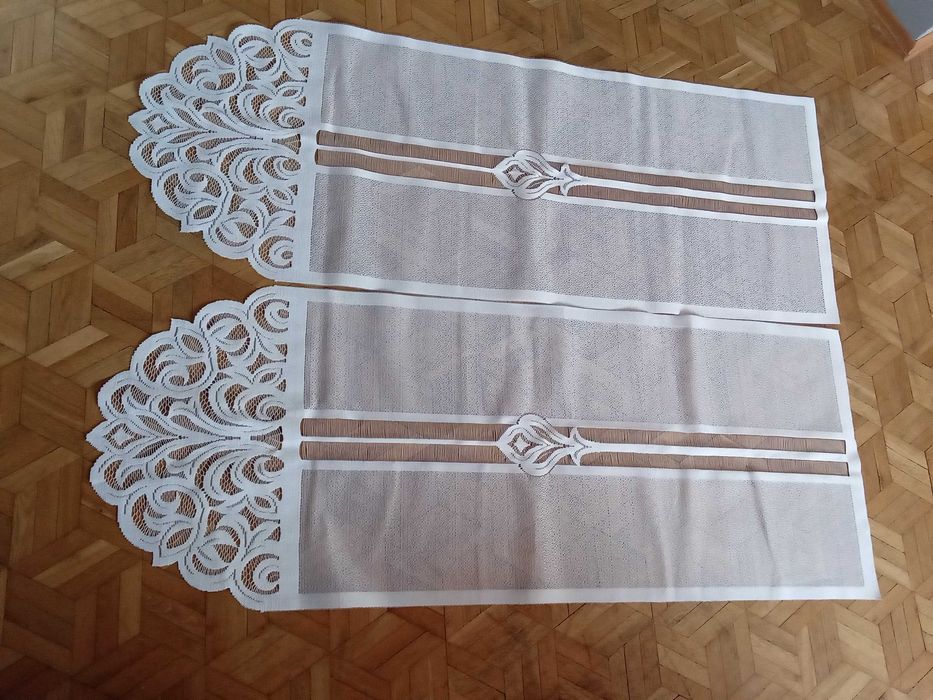 Firanki panelowe żakardowe białe 60x160 cm.