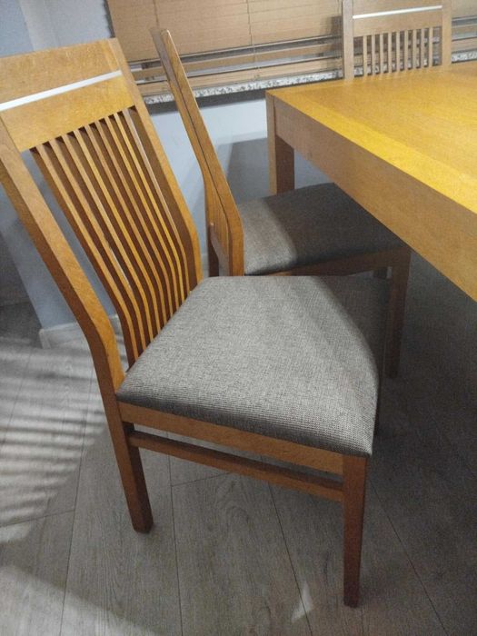 Stół dębowy + 8 krzeseł, lite drewno