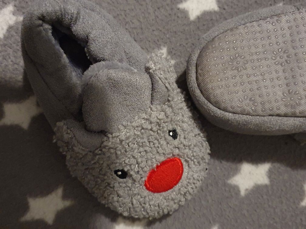 Kapcie dziecięce szare misie, rozm. 22, 13cm.