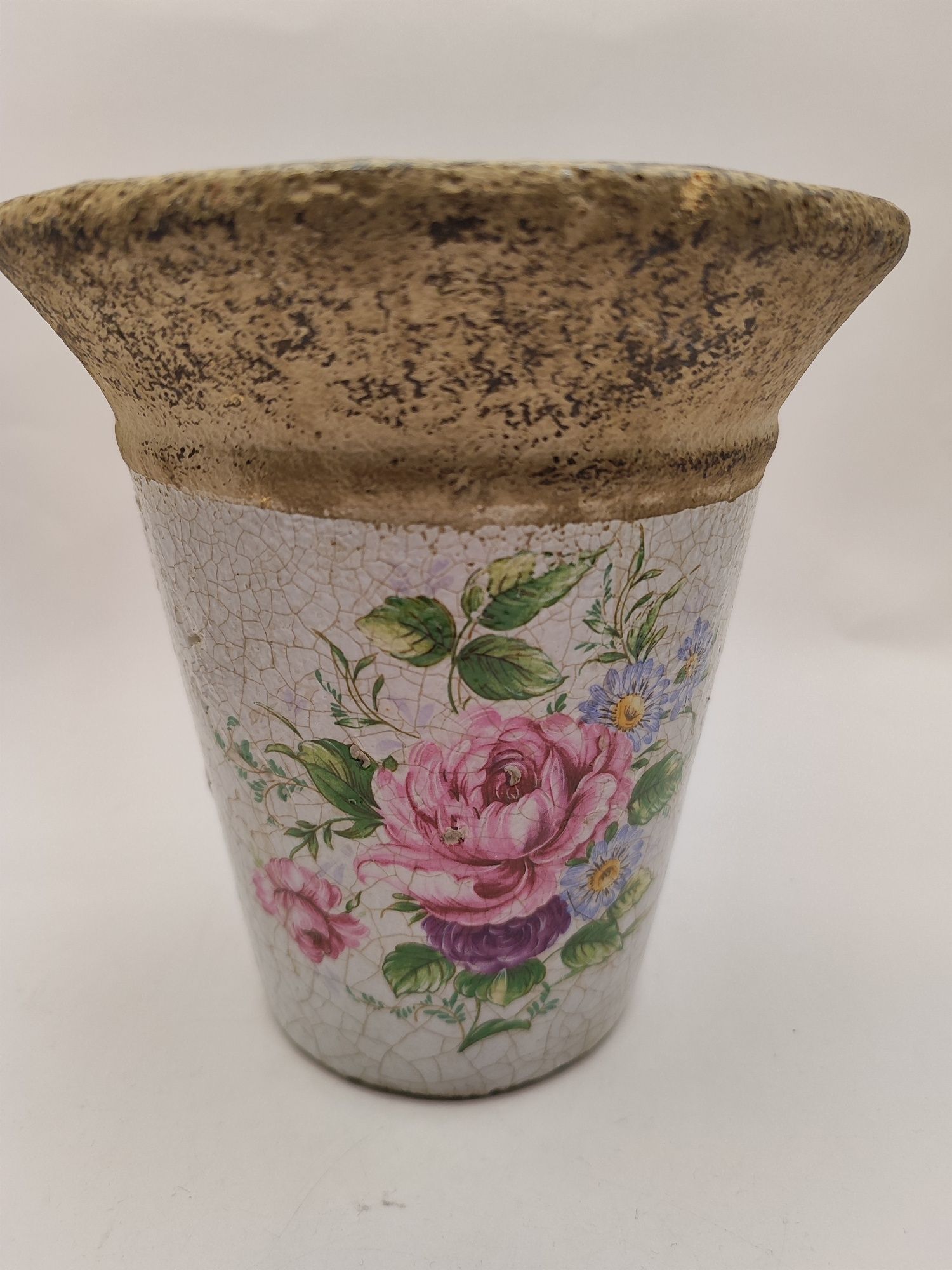 Donica osłonka doniczka ceramiczna w róże śliczna
