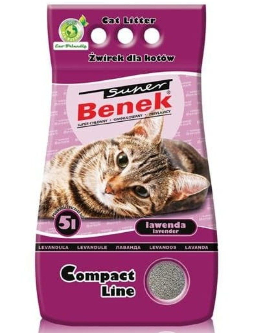 BENEK Compact Lawenda żwirek bentonitowy 5 L