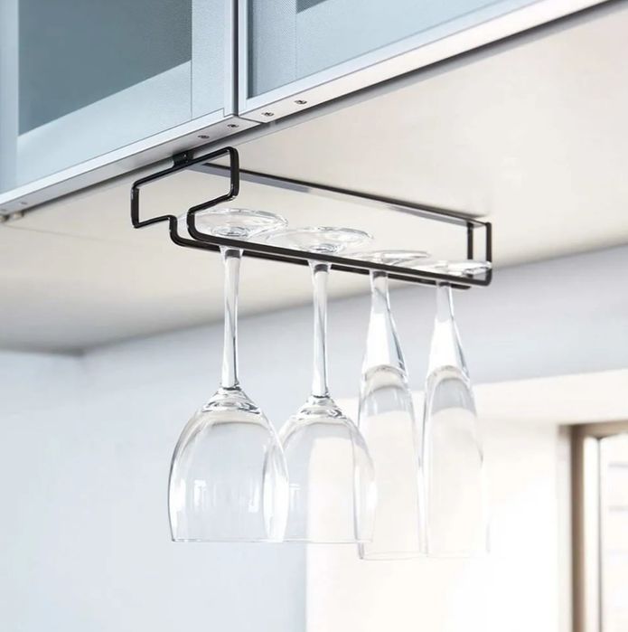 2x Uchwyt na kieliszki do wina - czarny - wiszący - gotowy do użytku